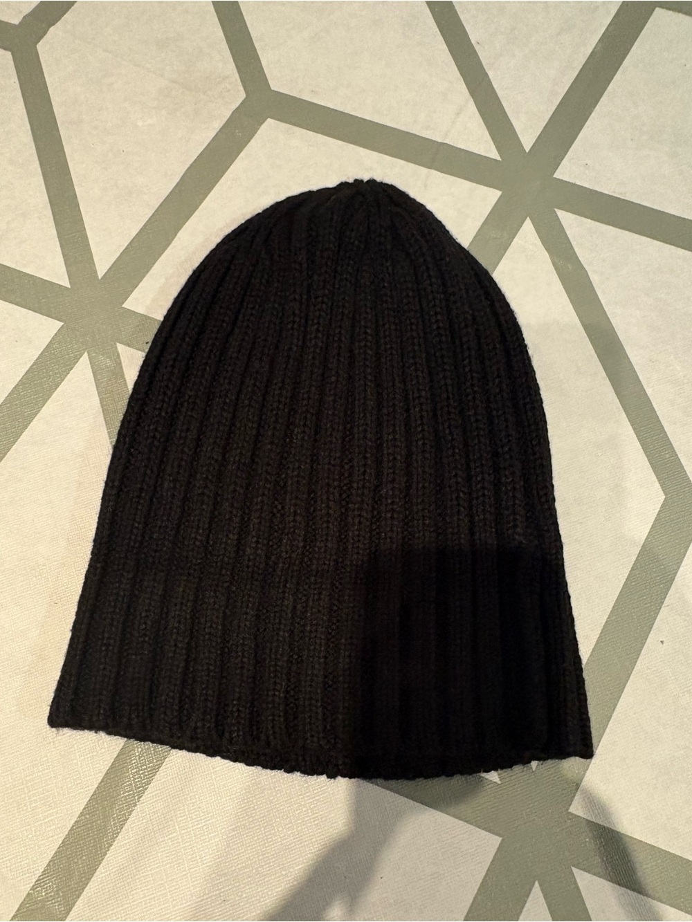 3/15$ Classic Black Ribbed Knit Beanie - Men